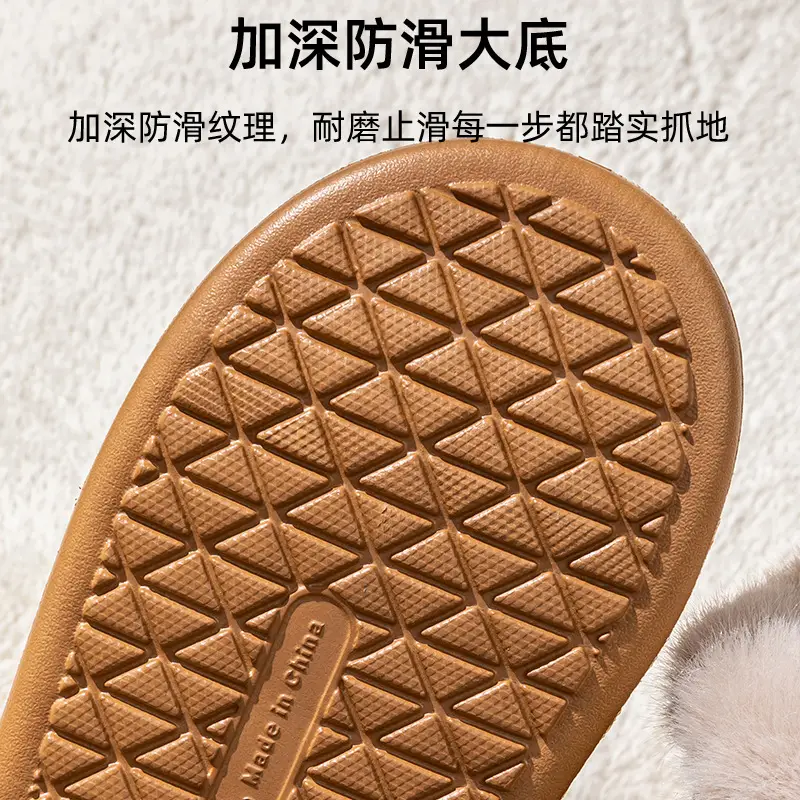 High-top Snow Boots Women's Winter Home Warm fleece-lined Non-slip Plush Dung-feeling Cotton Slippers Household Winter Thick Sole
