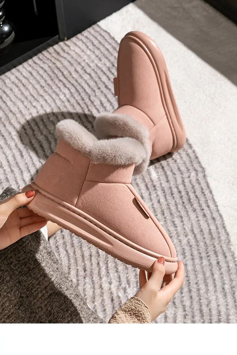 High-top Snow Boots Women's Winter Home Warm fleece-lined Non-slip Plush Dung-feeling Cotton Slippers Household Winter Thick Sole — feature 15