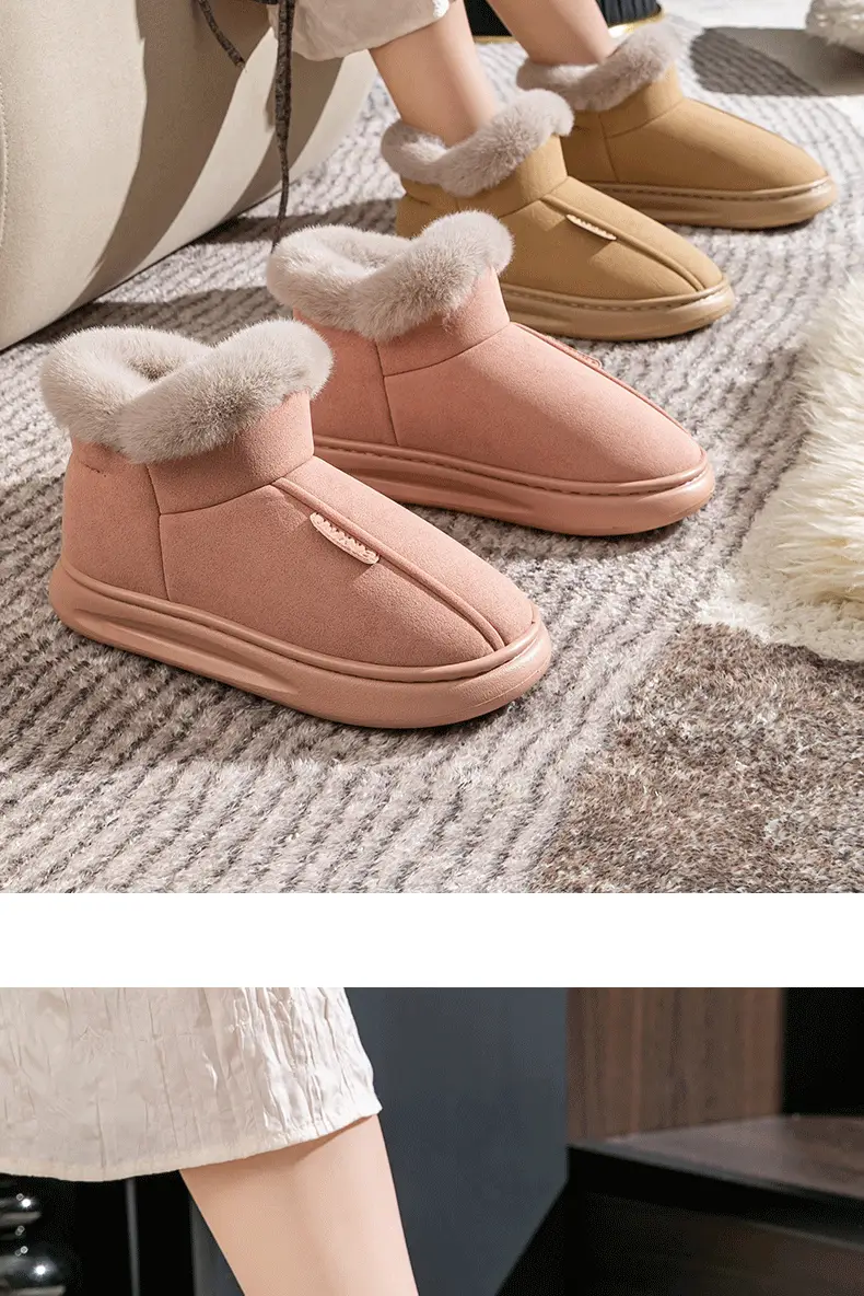 High-top Snow Boots Women's Winter Home Warm fleece-lined Non-slip Plush Dung-feeling Cotton Slippers Household Winter Thick Sole — feature 17