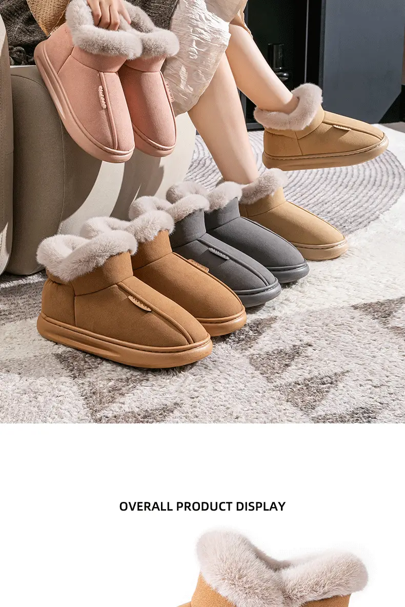 High-top Snow Boots Women's Winter Home Warm fleece-lined Non-slip Plush Dung-feeling Cotton Slippers Household Winter Thick Sole — feature 19