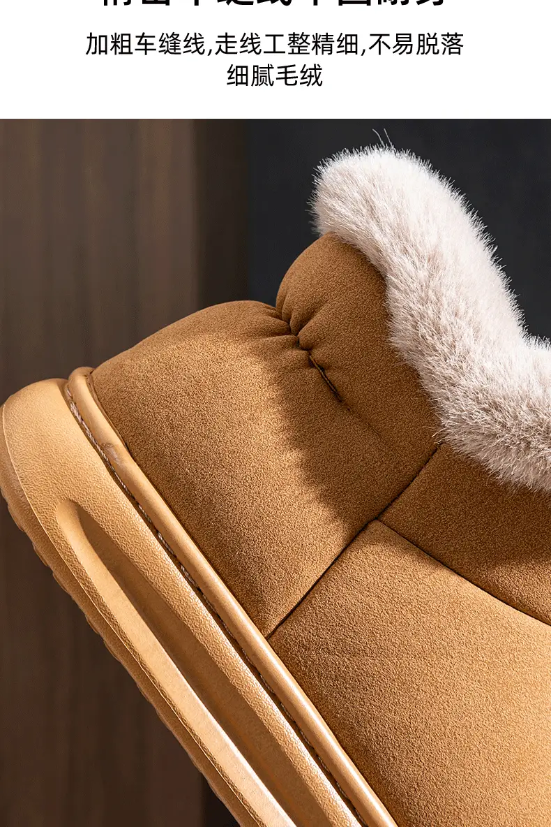 High-top Snow Boots Women's Winter Home Warm fleece-lined Non-slip Plush Dung-feeling Cotton Slippers Household Winter Thick Sole — feature 5