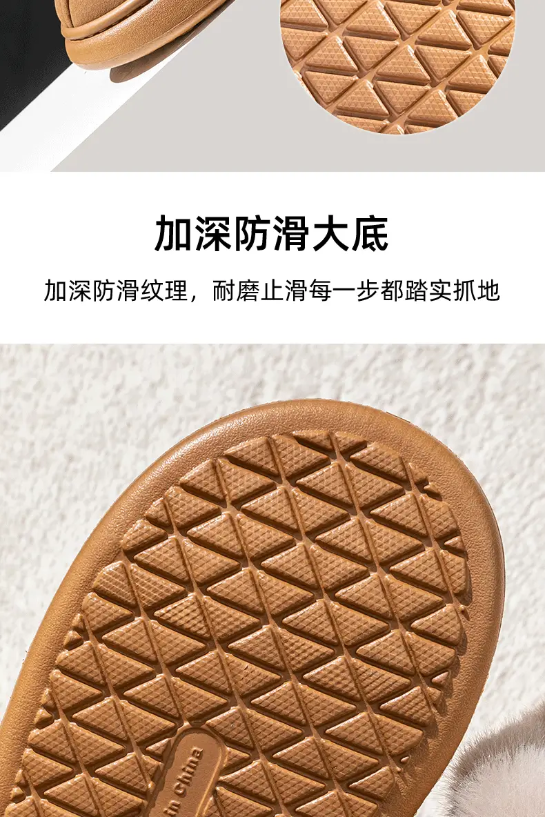 High-top Snow Boots Women's Winter Home Warm fleece-lined Non-slip Plush Dung-feeling Cotton Slippers Household Winter Thick Sole — feature 8