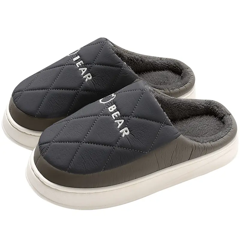Waterproof household cotton slippers women's winter indoor household woolen slippers thickened men's plush warm cotton slippers men's wholesale - Image 8