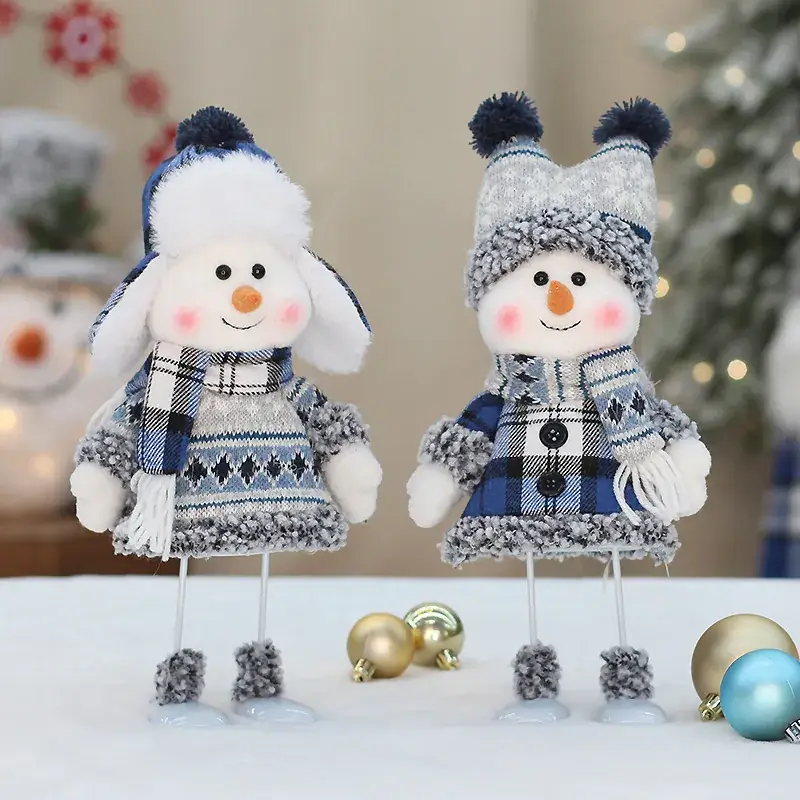 Blue Snowman Fabric Doll 33cm Window Decor - Image 10