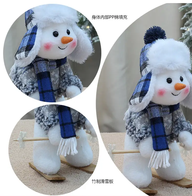 Blue Snowman Fabric Doll 33cm Window Decor — feature 11