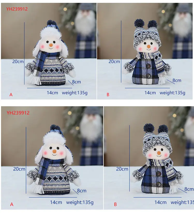 Blue Snowman Fabric Doll 33cm Window Decor — feature 7
