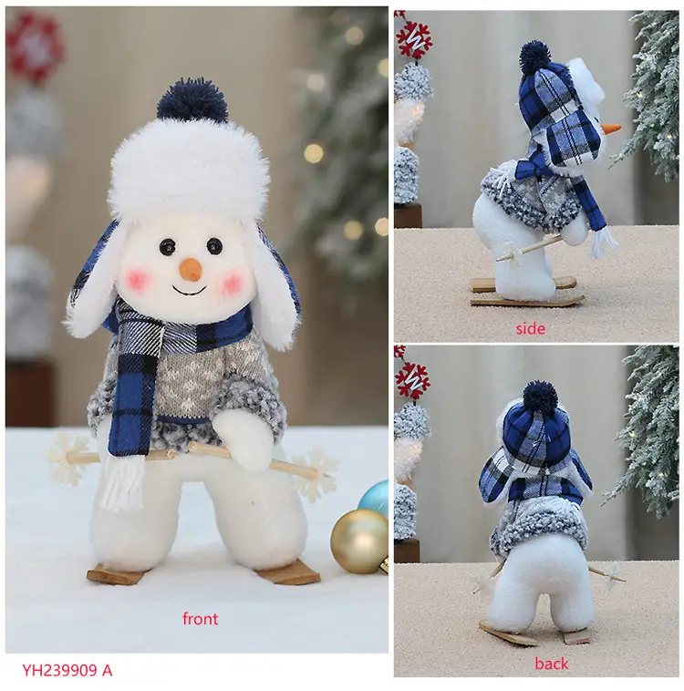 Blue Snowman Fabric Doll 33cm Window Decor — feature 9