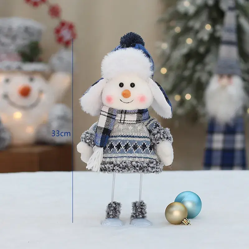 Blue Snowman Fabric Doll 33cm Window Decor - Image 5