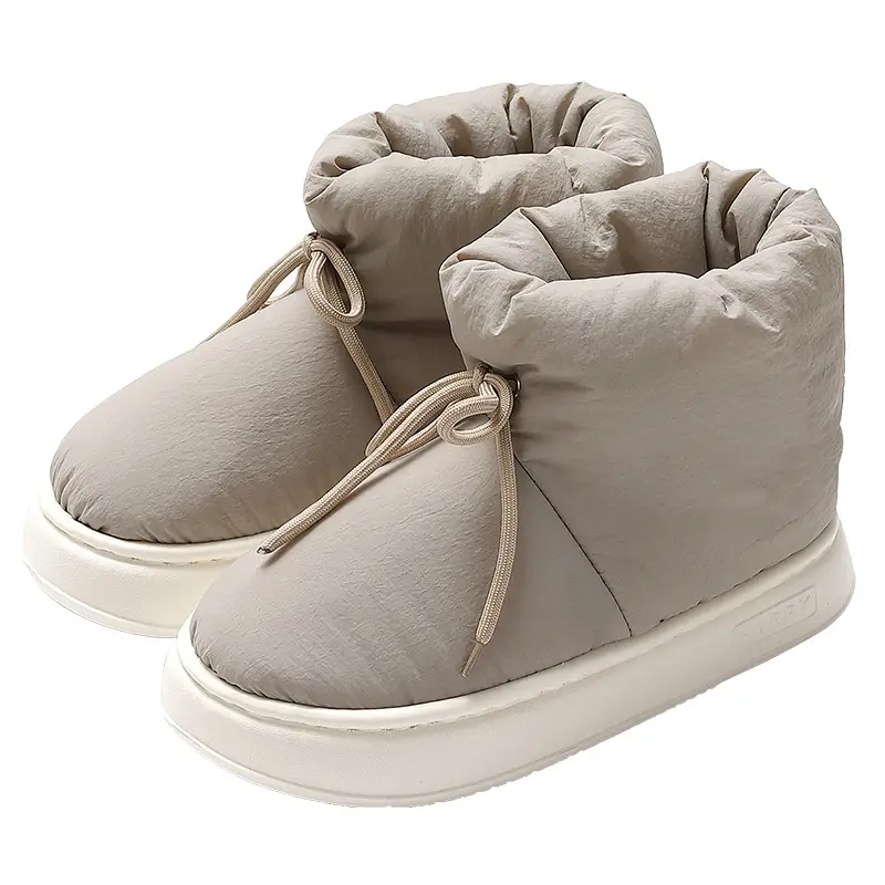 Waterproof cotton slippers women's winter high-top indoor home home winter plush warm fleece-lined cotton shoes men's winter wholesale