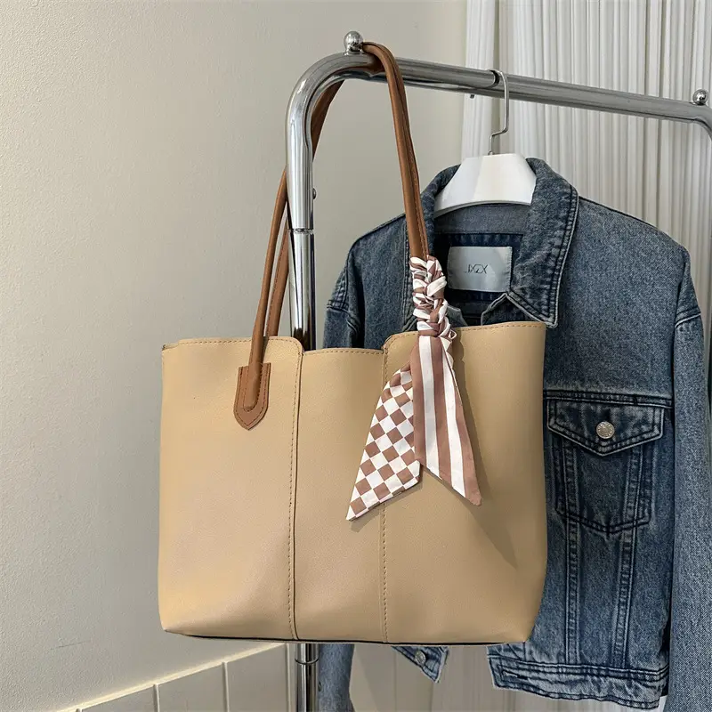 Brown Leather Tote Bag for Women Large Capacity - Image 4
