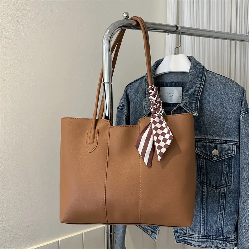Brown Leather Tote Bag for Women Large Capacity - Image 5