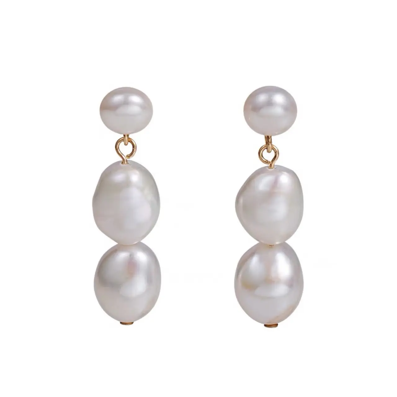 Natural Pearl Baroque Earrings 14K Gold Elegant Light Luxury Niche Design - Image 5