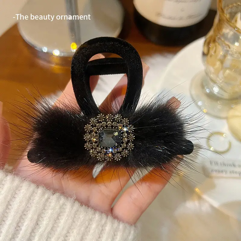 Black Rhinestone Hairpin Clip for Women - Image 7
