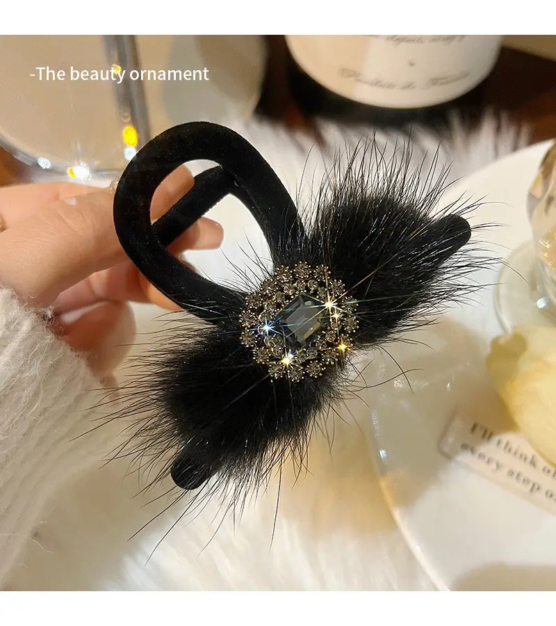 Black Rhinestone Hairpin Clip for Women — feature 2