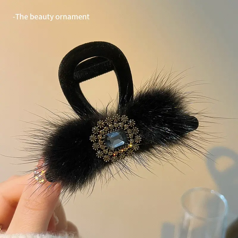 Black Rhinestone Hairpin Clip for Women - Image 2