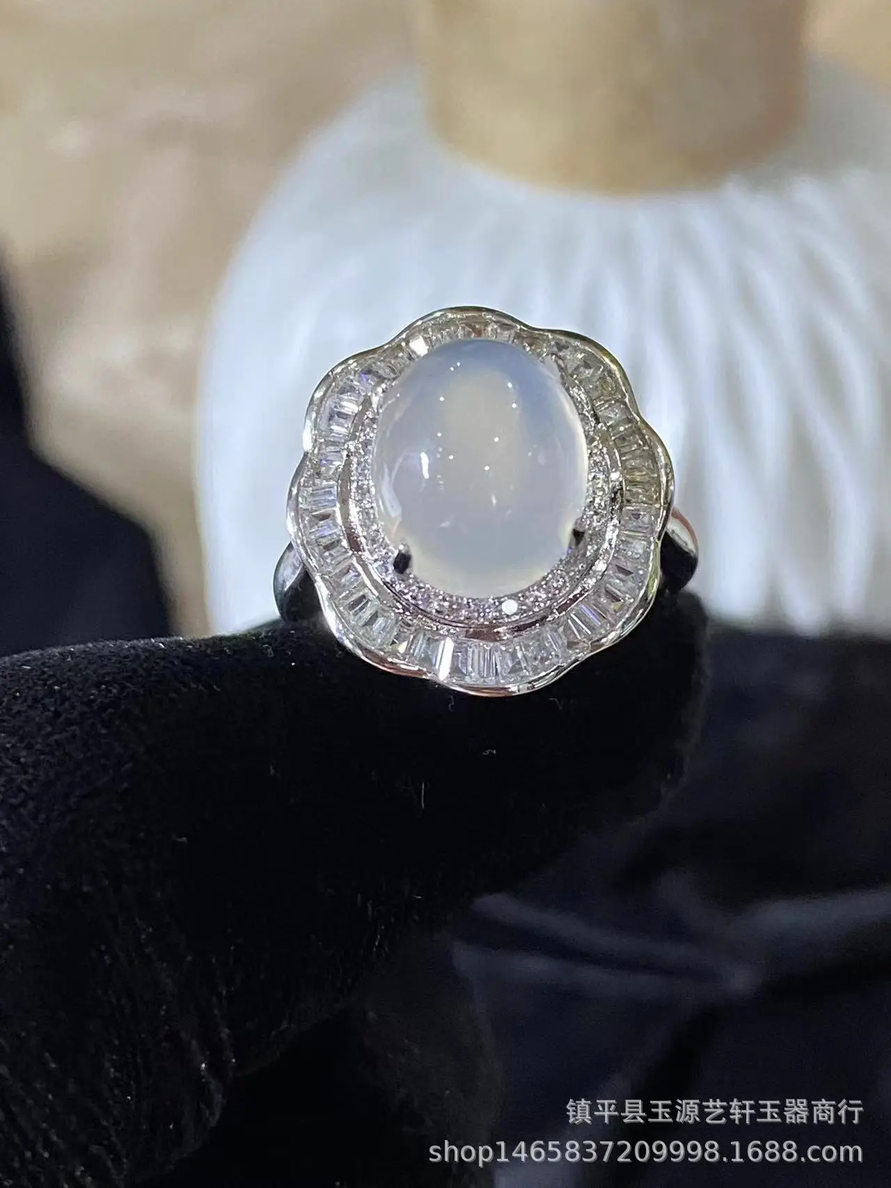 Silver Plated Ice White Chalcedony Earrings Set - Image 4