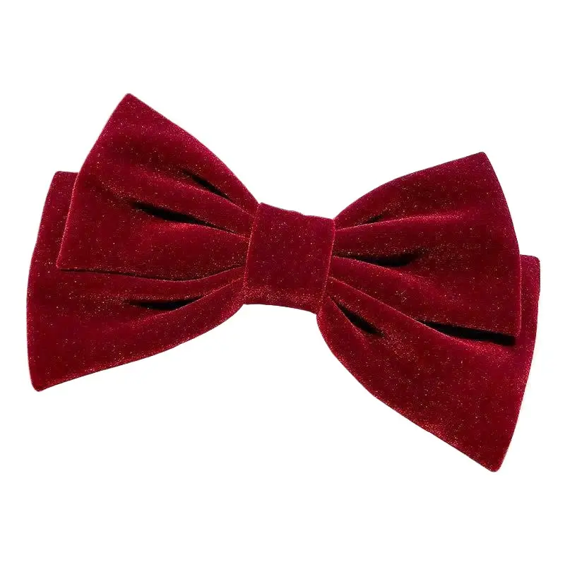 Velvet Black Bow Hairpin for College Girls