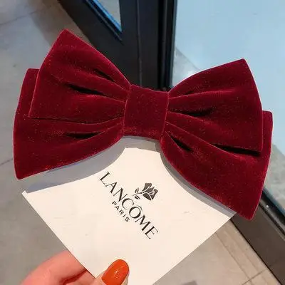 Velvet Black Bow Hairpin for College Girls