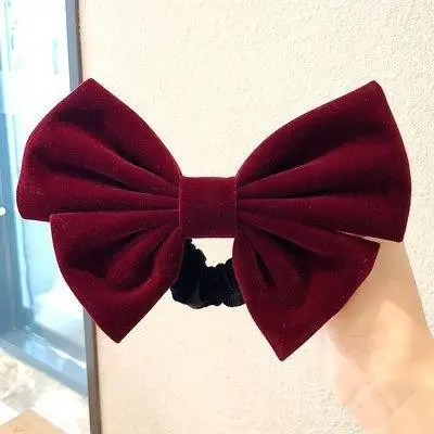 Velvet Black Bow Hairpin for College Girls