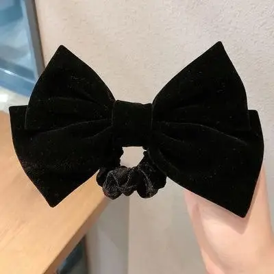Velvet Black Bow Hairpin for College Girls