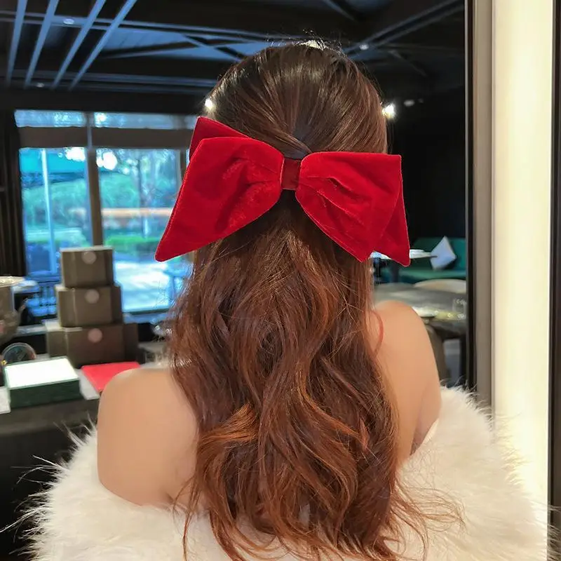 Velvet Black Bow Hairpin for College Girls