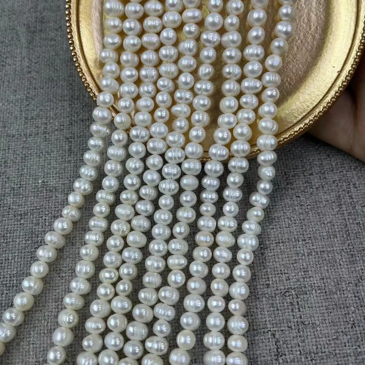5-6mm Natural Freshwater Pearl Necklace Thread - Image 3