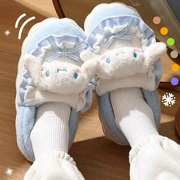 2025 Cinnamonroll Cotton Slippers for Women, Winter Indoor Non-Slip Thick-Soled Warm Plush Slippers for Ladies - Image 3