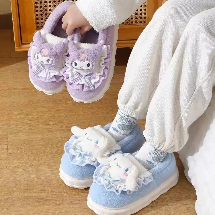 2025 Cinnamonroll Cotton Slippers for Women, Winter Indoor Non-Slip Thick-Soled Warm Plush Slippers for Ladies - Image 5