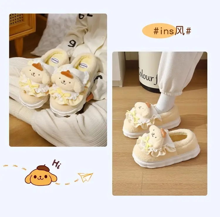 2025 Cinnamonroll Cotton Slippers for Women, Winter Indoor Non-Slip Thick-Soled Warm Plush Slippers for Ladies — feature 12