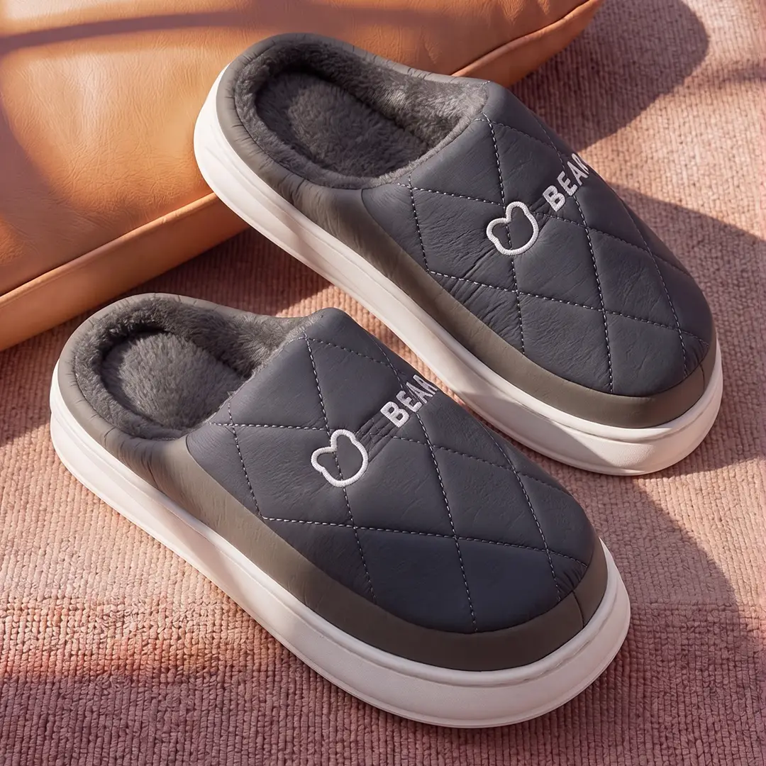 Down Cloth Cotton Slippers for Women, Autumn and Winter Cotton Slippers, Thickened Warm Confinement Shoes, Indoor Cotton Shoes, Men's Home Use Wholesale - Image 9