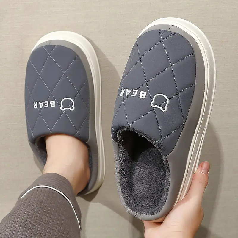 Down Cloth Cotton Slippers for Women, Autumn and Winter Cotton Slippers, Thickened Warm Confinement Shoes, Indoor Cotton Shoes, Men's Home Use Wholesale - Image 10