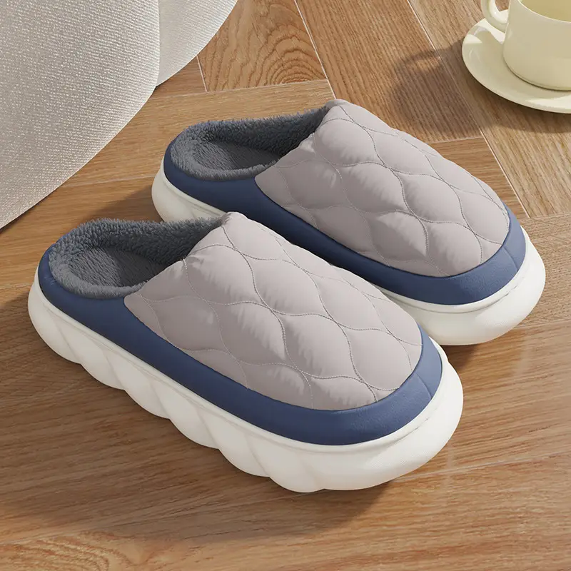 Down Cloth Cotton Slippers for Women, Autumn and Winter Cotton Slippers, Thickened Warm Confinement Shoes, Indoor Cotton Shoes, Men's Home Use Wholesale - Image 4