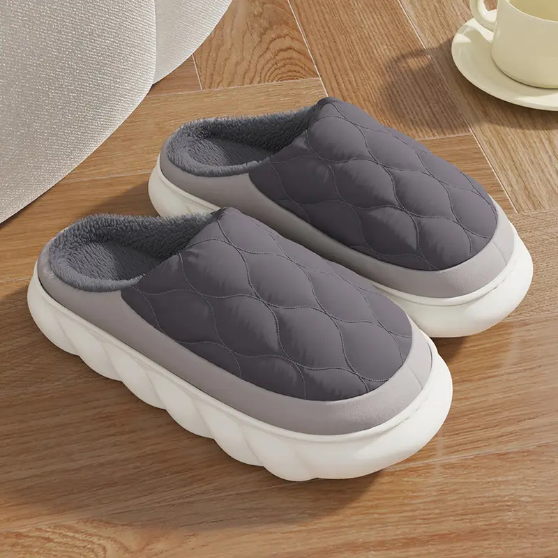 Down Cloth Cotton Slippers for Women, Autumn and Winter Cotton Slippers, Thickened Warm Confinement Shoes, Indoor Cotton Shoes, Men's Home Use Wholesale - Image 6