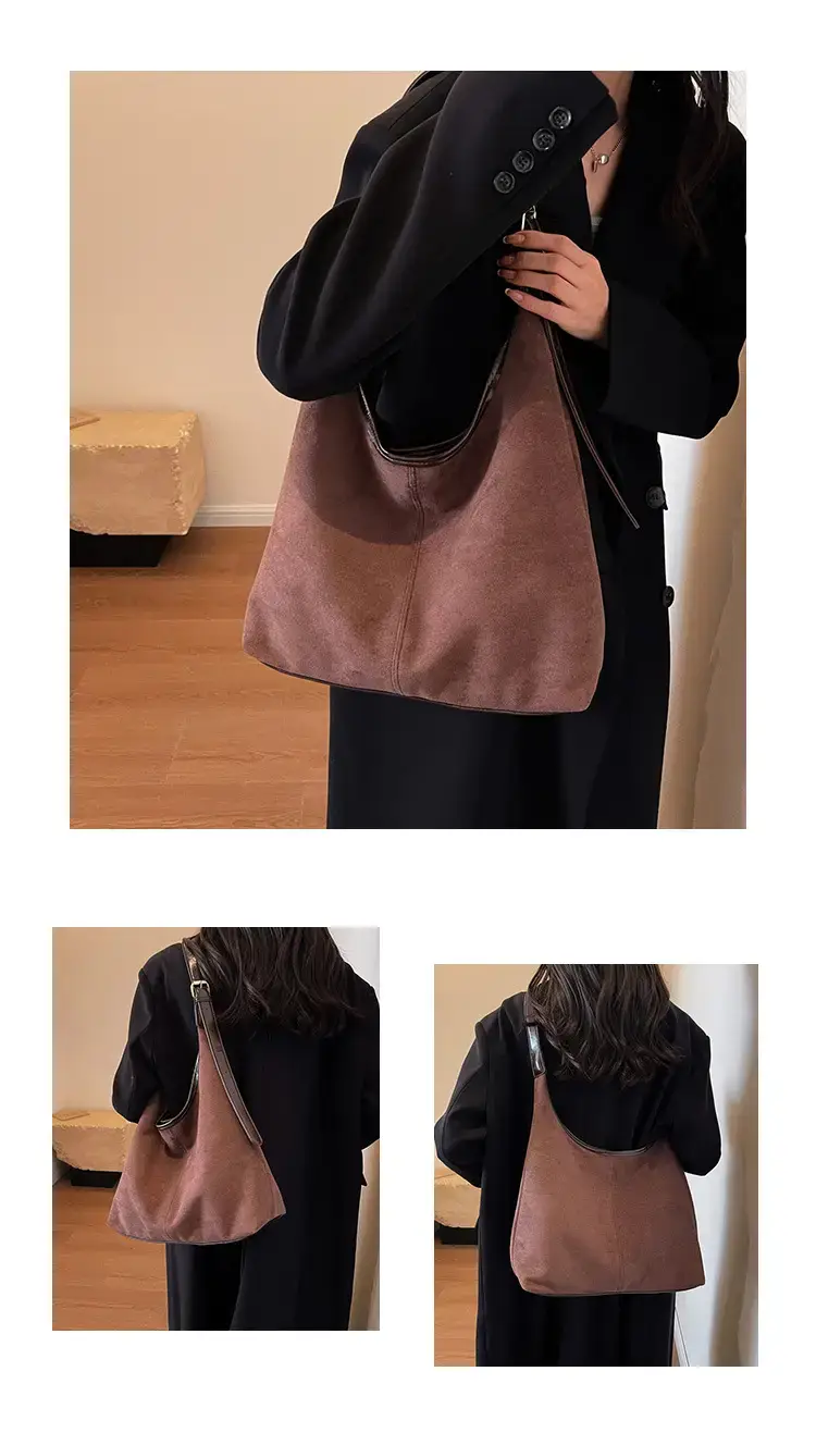 Women Velvet Contrast Shoulder Bag Large Capacity Autumn 2023 — feature 10