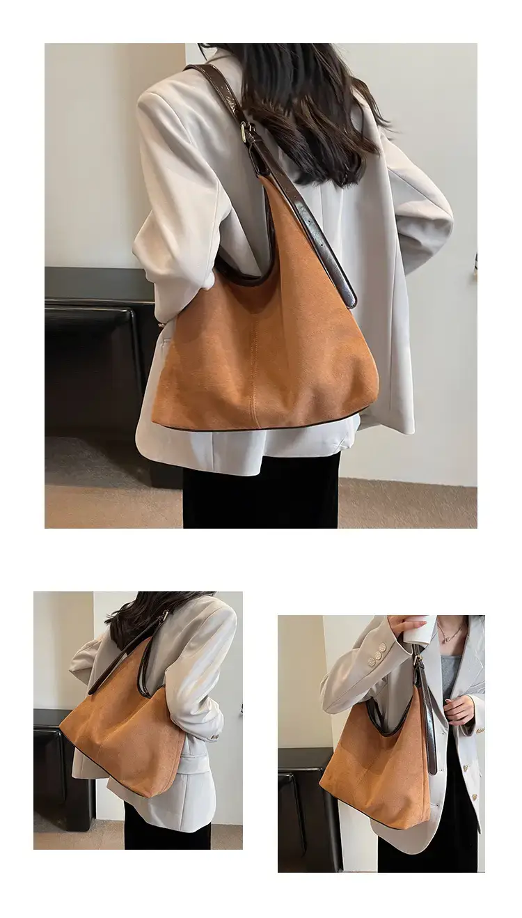 Women Velvet Contrast Shoulder Bag Large Capacity Autumn 2023 — feature 11