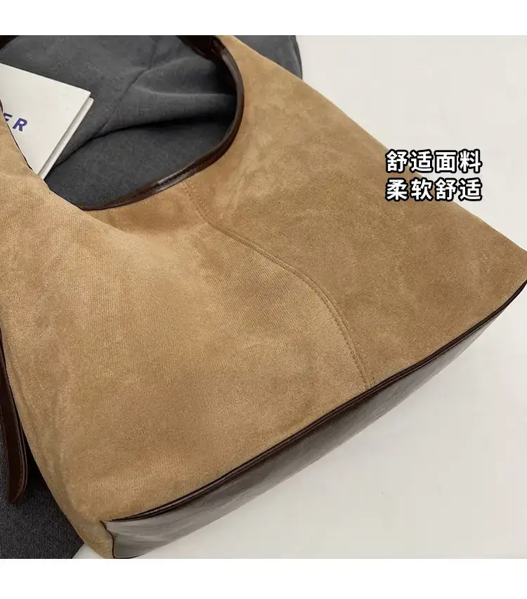 Women Velvet Contrast Shoulder Bag Large Capacity Autumn 2023 — feature 3