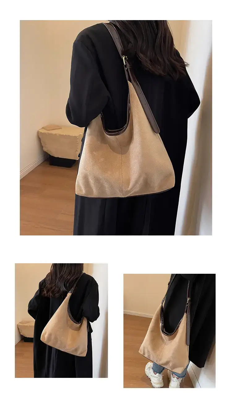 Women Velvet Contrast Shoulder Bag Large Capacity Autumn 2023 — feature 9