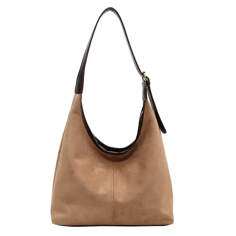 Women Velvet Contrast Shoulder Bag Large Capacity Autumn 2023 - Image 2