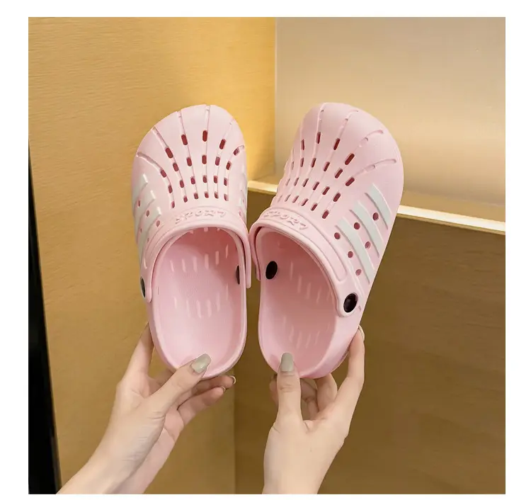 Women's Korean Hole Shoes Flat Beige Outdoor Slippers — feature 19
