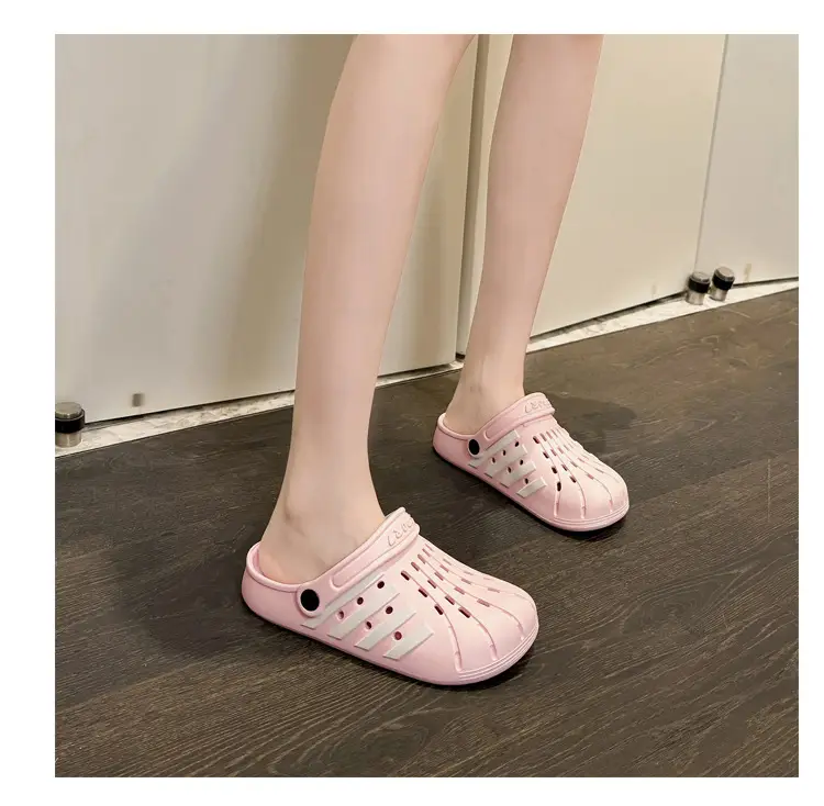 Women's Korean Hole Shoes Flat Beige Outdoor Slippers — feature 21