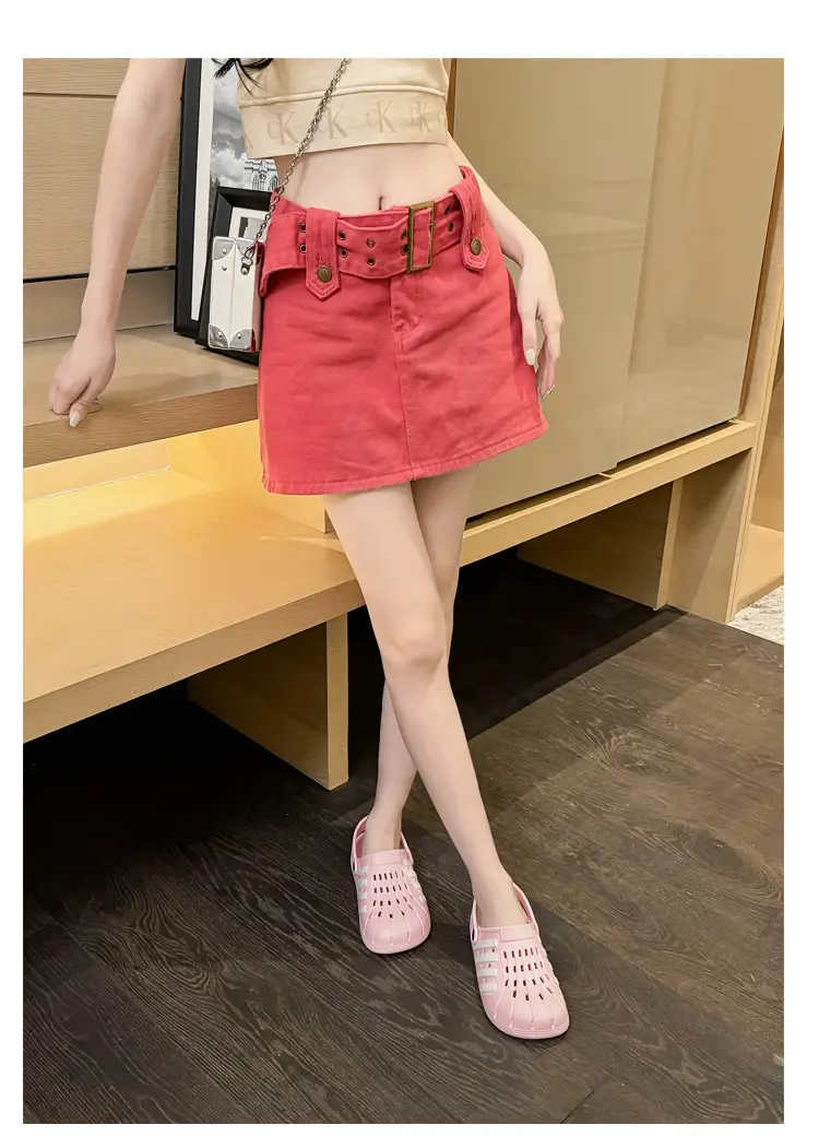 Women's Korean Hole Shoes Flat Beige Outdoor Slippers — feature 24