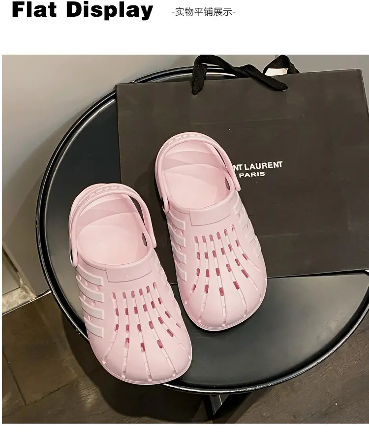 Women's Korean Hole Shoes Flat Beige Outdoor Slippers — feature 28
