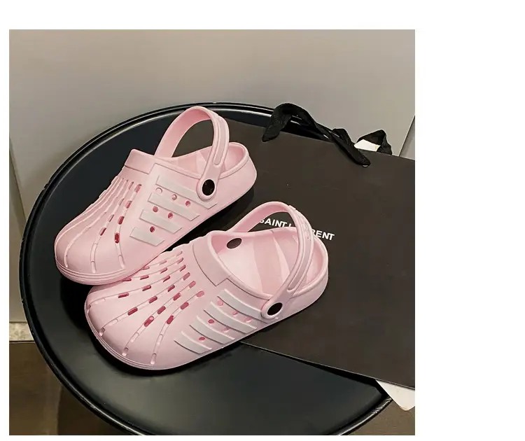Women's Korean Hole Shoes Flat Beige Outdoor Slippers — feature 29