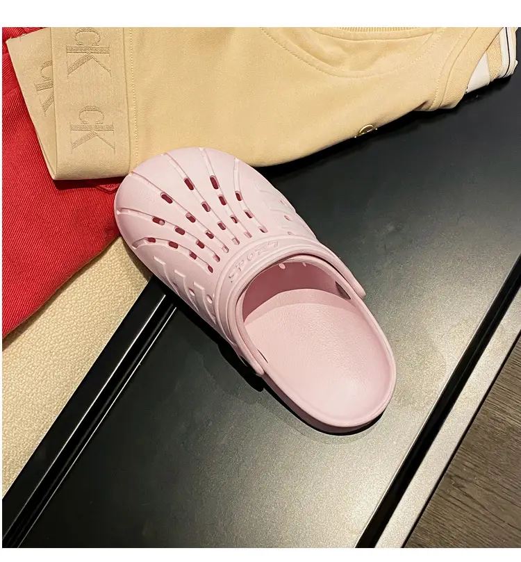 Women's Korean Hole Shoes Flat Beige Outdoor Slippers — feature 31
