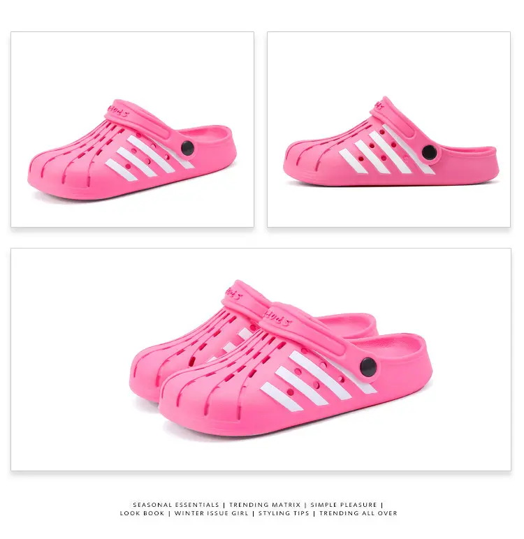Women's Korean Hole Shoes Flat Beige Outdoor Slippers — feature 38