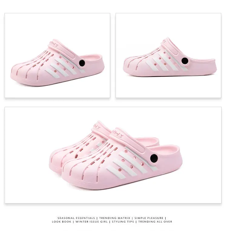Women's Korean Hole Shoes Flat Beige Outdoor Slippers — feature 39