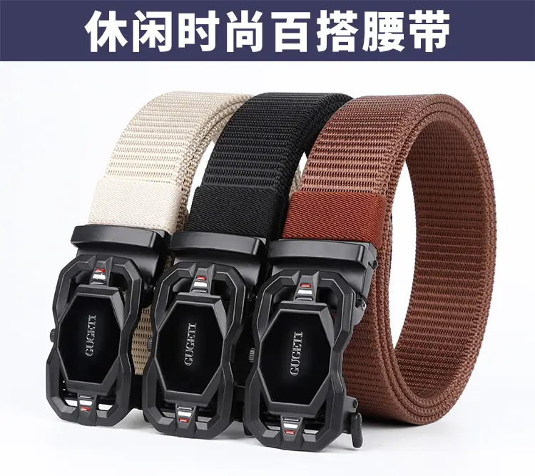 Men's Coffee Color Automatic Buckle Belt — feature 5