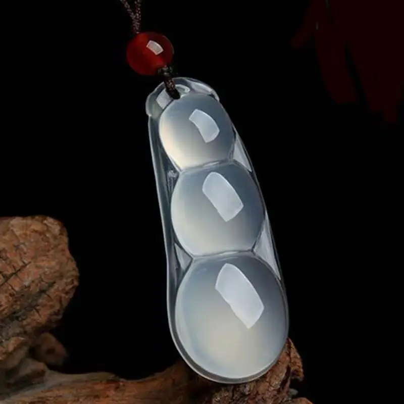 Moonlight White Agate Pendant with Guanyin Buddha Design - Image 10