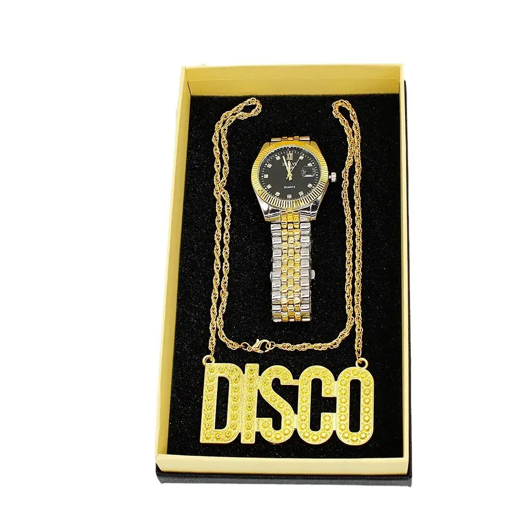 European & American Men's Quartz Watch with Disco Necklace Set - Image 6