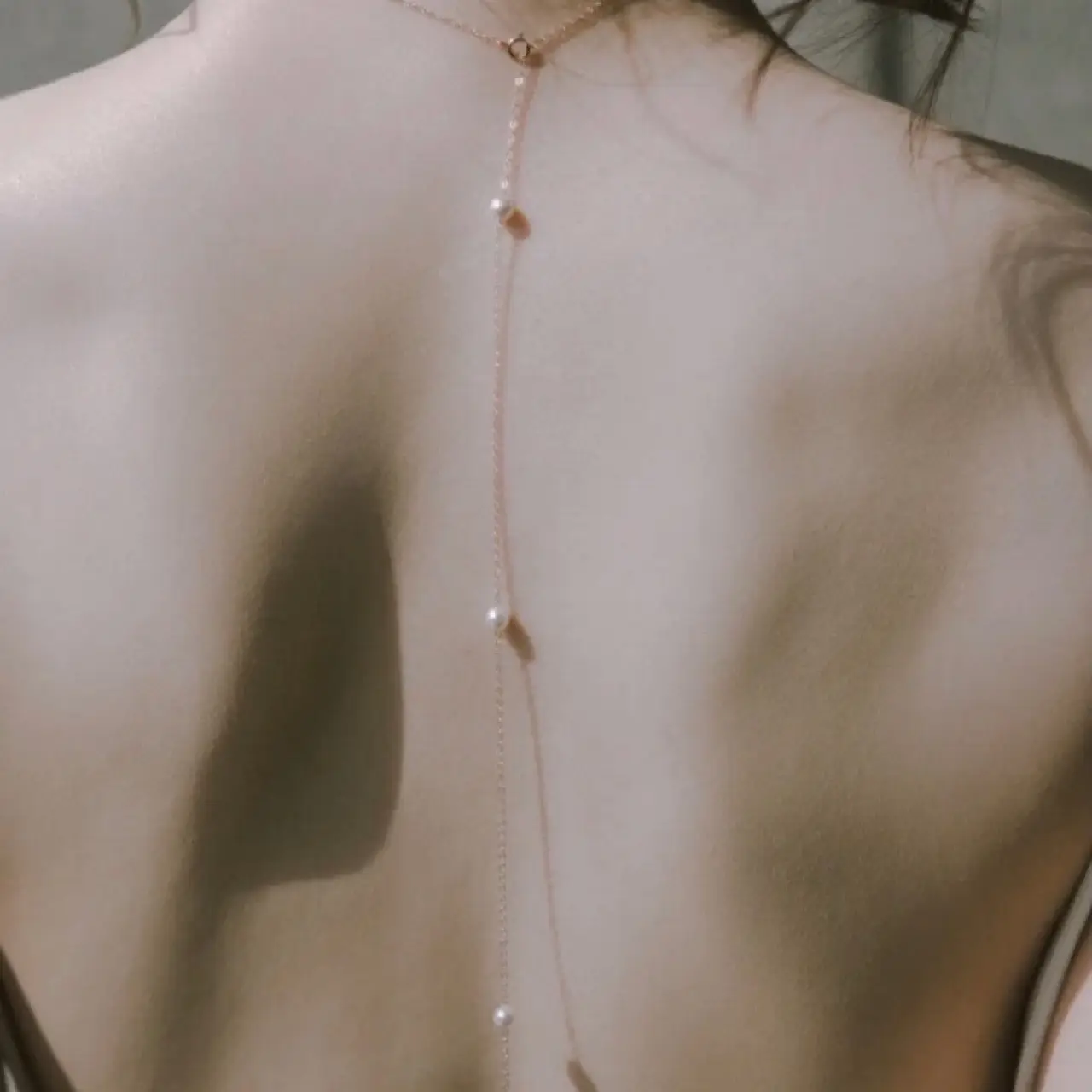 Sexy Long Pearl Clavicle Chain Gold 14k - Image 4